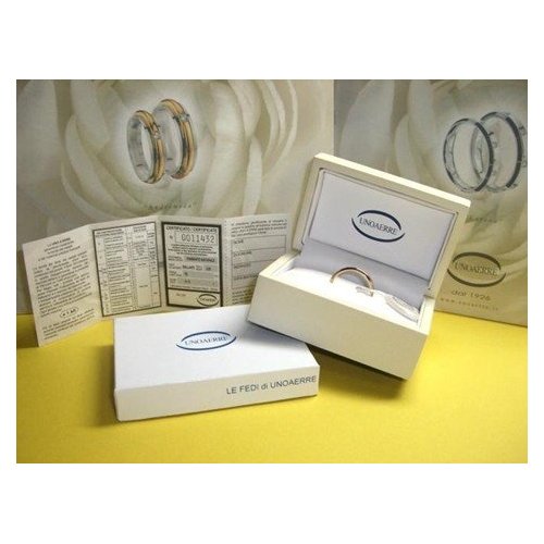 UNOAERRE Andromeda Slim Ehering 3mm Weiß Gelbgold Brillante Versprechen