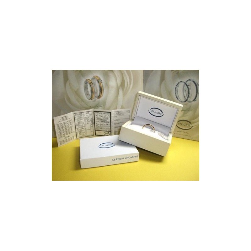 UNOAERRE Andromeda Slim Ehering 3mm Weiß Gelbgold Brillante Versprechen