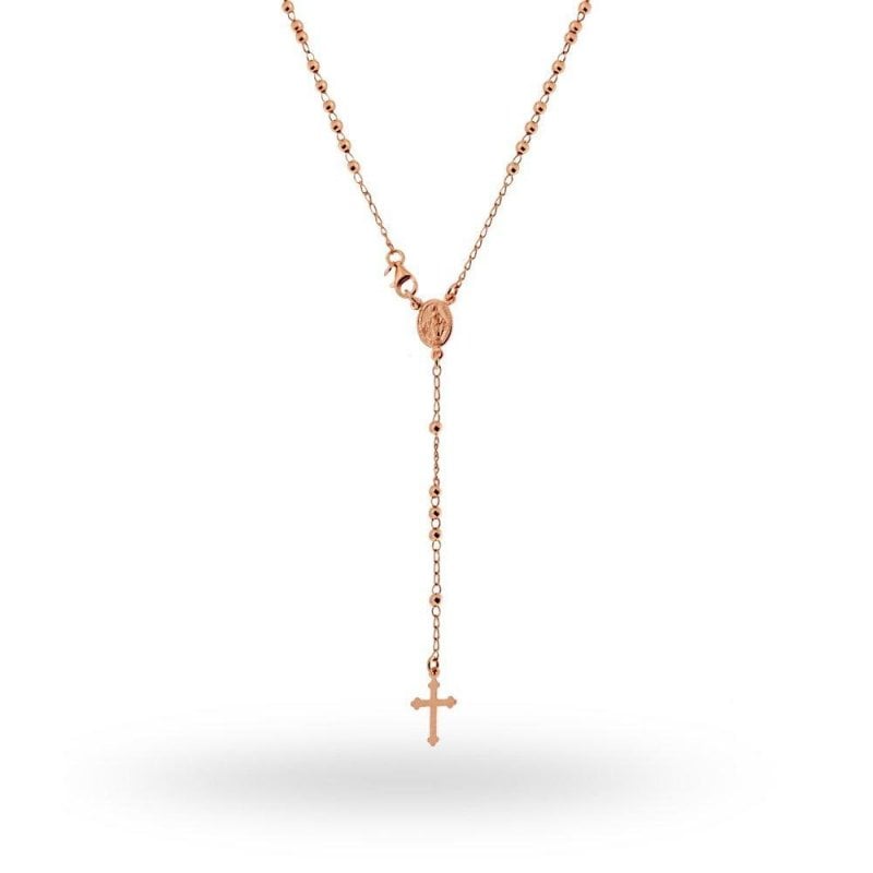 Rosary necklace in 925 rosé silver 45 cm 18033
