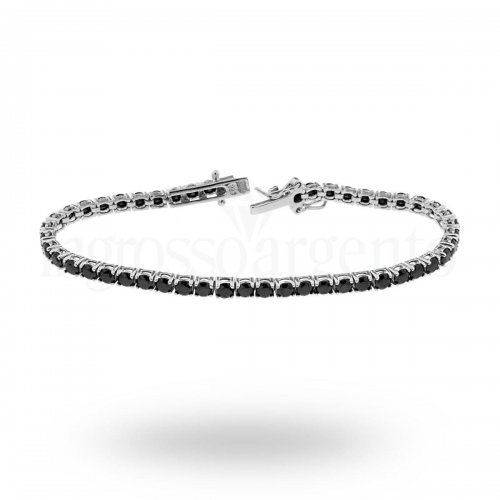 Tennis bracelet Silver 925 18 cm Black stones 15952