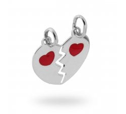 Double pendant HIM and HER with broken Heart to break Silver 925 12467
