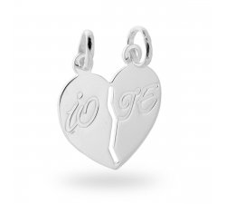 Double pendant HIM and HER with broken Heart to break 925 Silver 11157