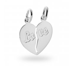 Double pendant HIM and HER with broken Heart to break 925 Silver 11158