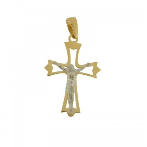 Yellow and White Gold Men's Cross 803321714002