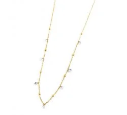 Collana MARLU' 2CO0064G-RGB, Acciaio Con PVD Oro, Catena O E Market Ball Con Cristalli Colorati, 45 Cm Regolabile