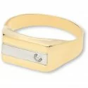 Men's Ring in Yellow and White Gold with White Stone GL100004