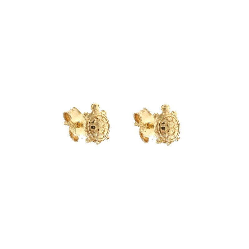 NKlaus Orecchini A Perno Tondi Tartaruga – Argento 925 Placcato Oro Giallo E Nero, 12 Mm, Chiusura A Gancio