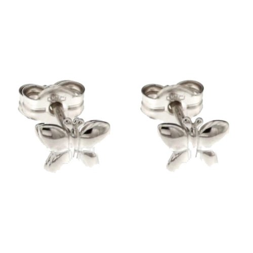 Girls Butterfly Earrings White Gold 803321728717