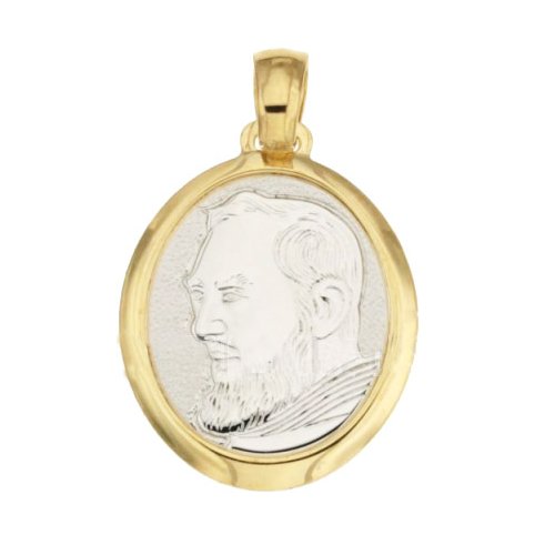 Padre Pio pendant yellow and white gold 803321714892