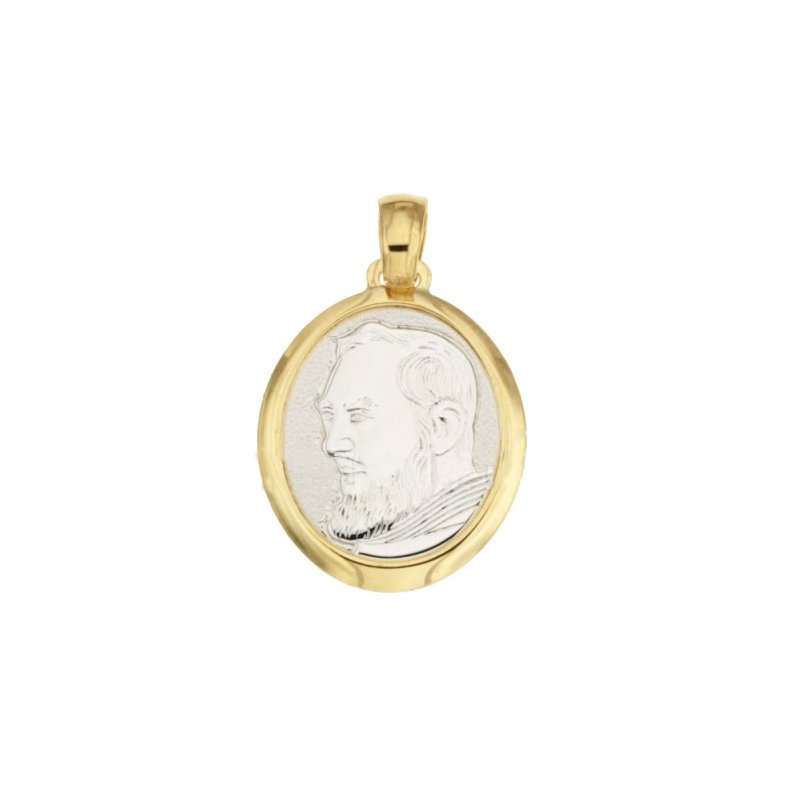 Padre Pio pendant yellow and white gold 803321714892