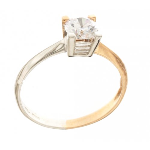 Two-tone solitaire ring for woman in White and Rose Gold 803321736195