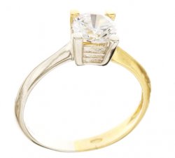 Two-tone solitaire ring for woman in White and Yellow Gold 803321736194