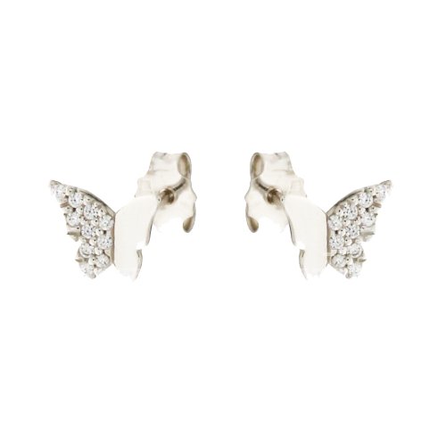 Girls Butterfly Earrings White Gold 803321736916