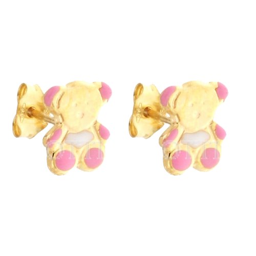Yellow Gold Teddy Bear Earrings 803321712438