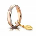 Unoaerre Ehering Comoda 4 mm Roségold weiße Kanten mit Diamant