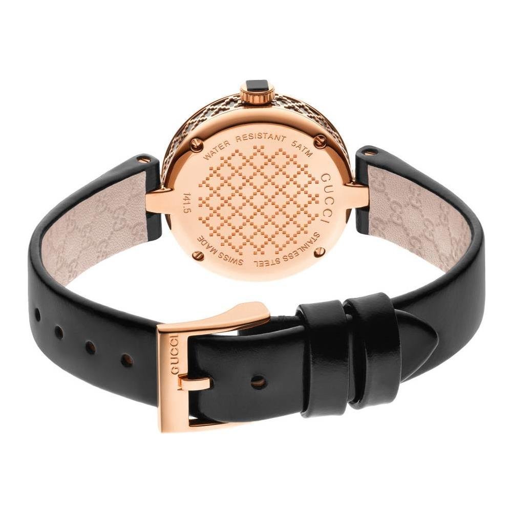 Used]GUCCI ◇Quartz watch/diamantisshima/Small watch /YA141501/  analog/leather/black - BE FORWARD Store