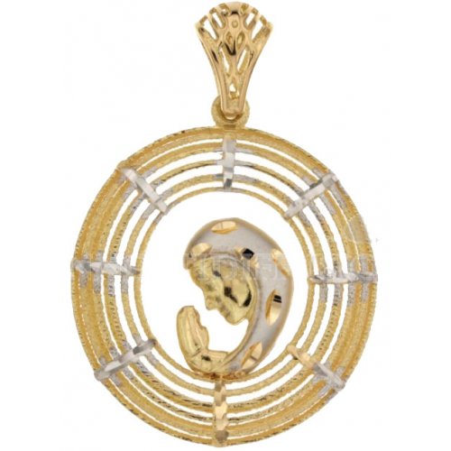 Lady pendant with Madonna in yellow and white gold 803321731694