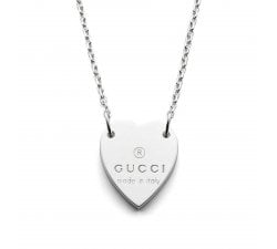 Gucci Women's Silver Heart Necklace Trademark Collection YBB22351200100U