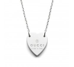 Gucci Women's Silver Heart Necklace Trademark Collection YBB22351200100U