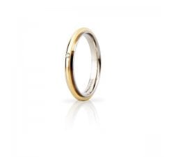 UNOAERRE Andromeda Slim Wedding Ring with Diamond 3mm Yellow White Gold Brilliant Promises