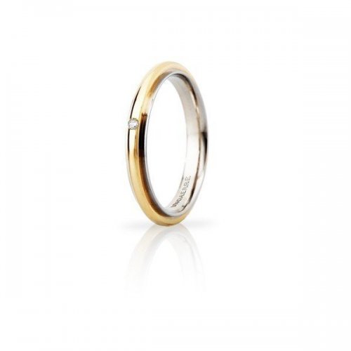 UNOAERRE Andromeda Slim Wedding Ring with Diamond 3mm Yellow White Gold Brilliant Promises