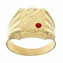 Yellow Gold Men's Ring with Red Stone 803321715403