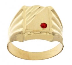 Yellow Gold Men's Ring with Red Stone 803321715403