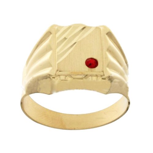 Yellow Gold Men's Ring with Red Stone 803321715403