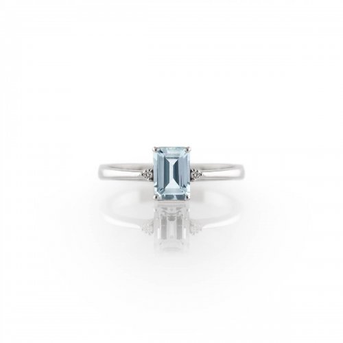 Ring Promesse Jewelery Woman Aquamarine Diamonds ADOTT 1