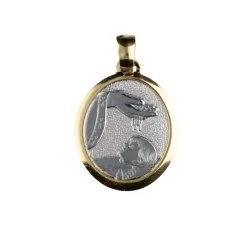 Yellow and White Gold Baptism Medal Pendant GL100018