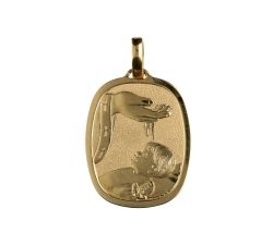 Yellow Gold Baptism Medal Pendant GL100020