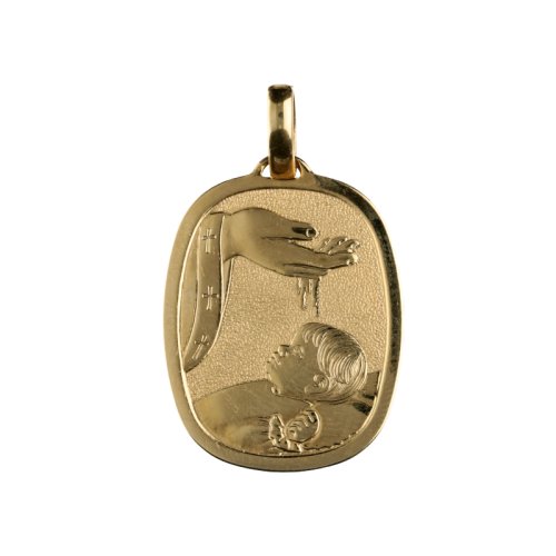 Yellow Gold Baptism Medal Pendant GL100020