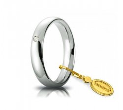 Unoaerre Komfortabler Ehering 4 mm Weißgold mit Diamant