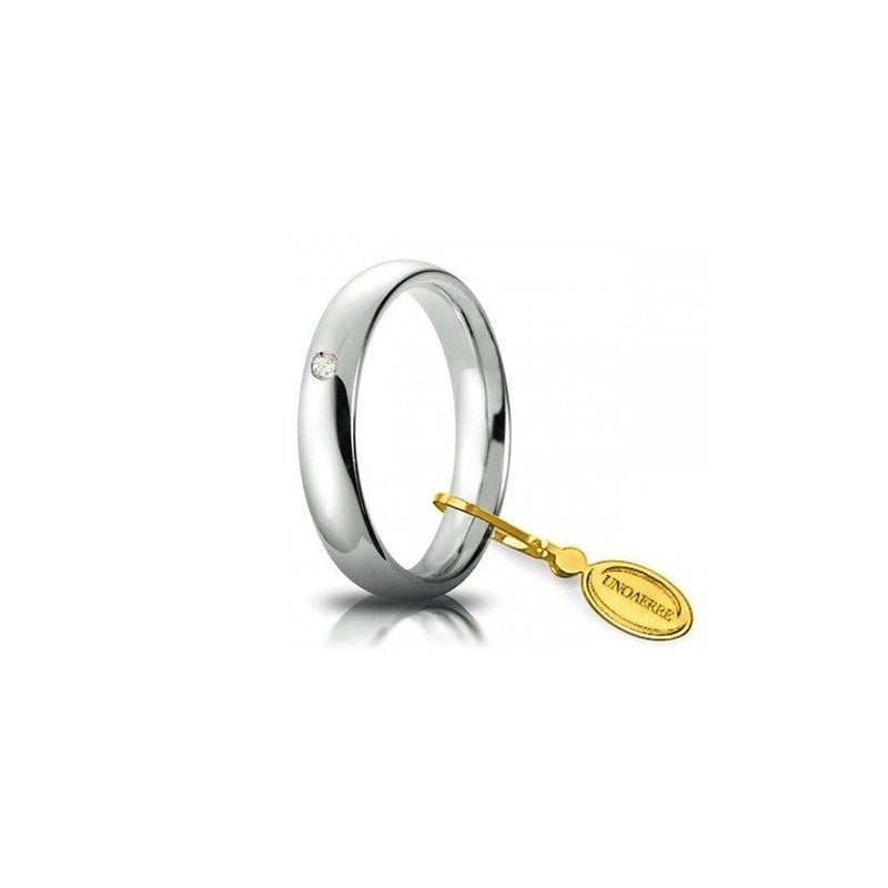 Unoaerre Comfortable Wedding Ring 4 mm White gold with diamond