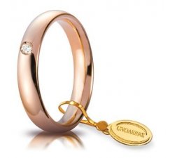 Fede Nuziale Unoaerre Comoda 4 mm Oro rosa con diamante