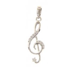 Treble clef woman pendant white gold 133237