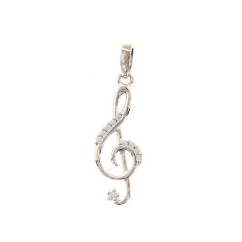 Treble clef woman pendant white gold 133237