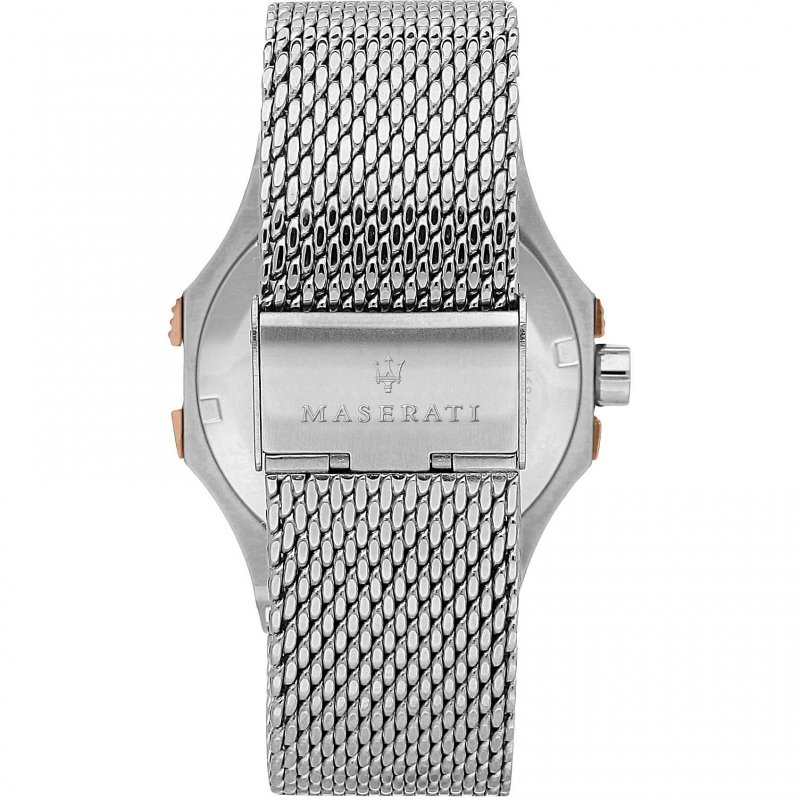 Maserati Orologio Uomo Potenza, Movimento Quarzo, Cassa In Acciaio PVD Oro Rosa, Cinturino Pelle Blu, Data, 10 ATM
