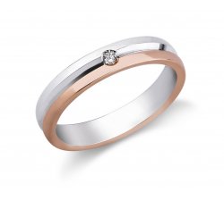 Rose White Gold Wedding Ring with Diamond FAU140BR / B