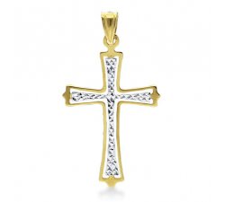 Men&#39;s Cross in Yellow and White Gold 138349