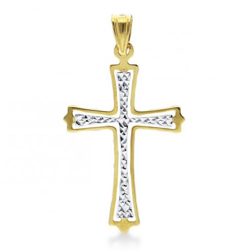 Men&#39;s Cross in Yellow and White Gold 138349