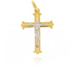 Man&#39;s Cross in Yellow and White Gold 203212