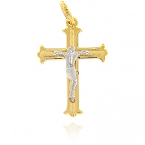 Man&#39;s Cross in Yellow and White Gold 203212