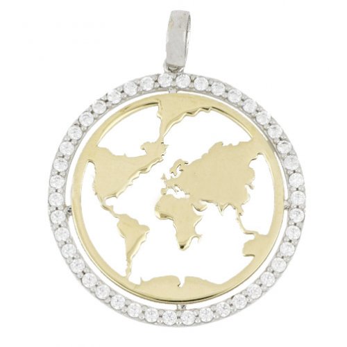 World-shaped pendant yellow and white gold 803321737695