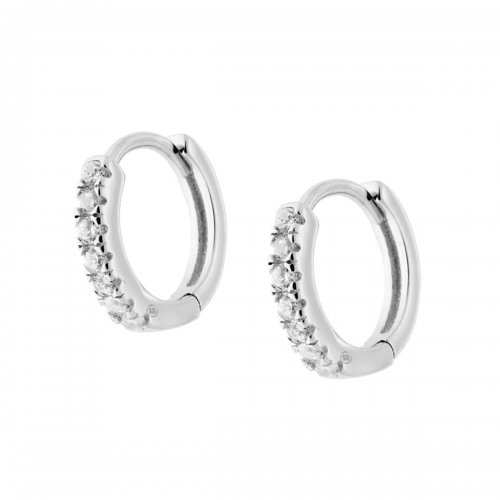 Hoop Earrings with White Zircons in 14045 silver