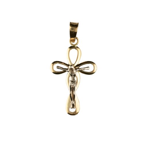 Man&#39;s Cross in Yellow and White Gold GL100047