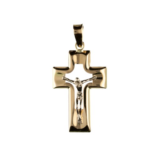 Man&#39;s Cross in Yellow and White Gold GL100048