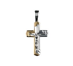Man&#39;s Cross in Yellow and White Gold GL100049