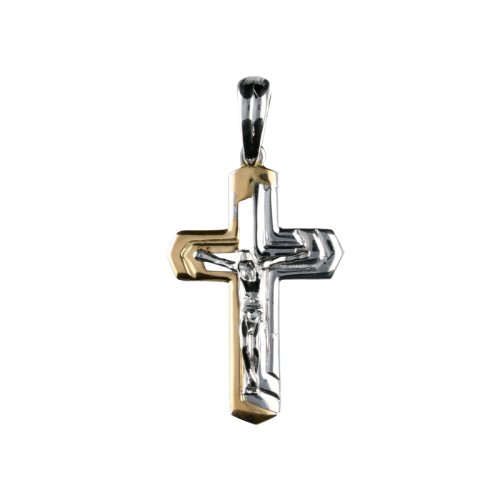 Man&#39;s Cross in Yellow and White Gold GL100049