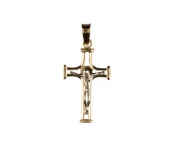 Man&#39;s Cross in Yellow and White Gold GL100050